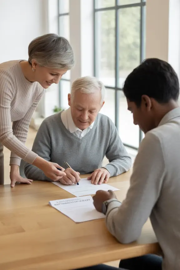 3 personnes qutour d'un bureau qui travaillent